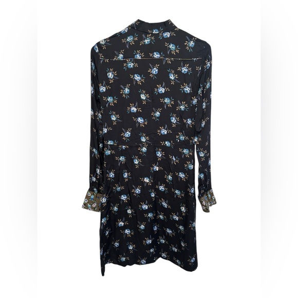 Sandro Paris Black Floral Western Long Sleeve Mini Dress XS See Measurements EUC - Picture 3 of 6